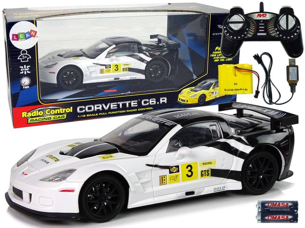 Lean-toys  Závodné športové auto R/C 1:18 Corvette C6.R White 2.4 G Lights značky Lean-toys