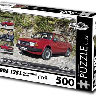 RETRO-AUTA©  Puzzle č. 32 Škoda 125 L (1989) - pravostranné riadenie 500 dielikov značky RETRO-AUTA©