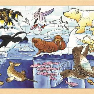 Goki  Drevené puzzle Arktické zvieratá 24 dielikov značky Goki