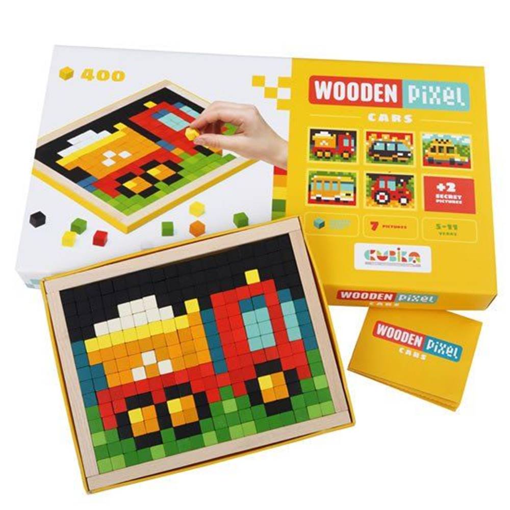  Wooden Pixel: Autá: drevená mozaika 400 kociek a 7 predlôh
