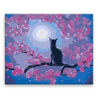 Malujsi  Maľovanie podľa čísel - Čierna mačka pri splne mesiaca - 100x80 cm,  plátno vypnuté na rám značky Malujsi