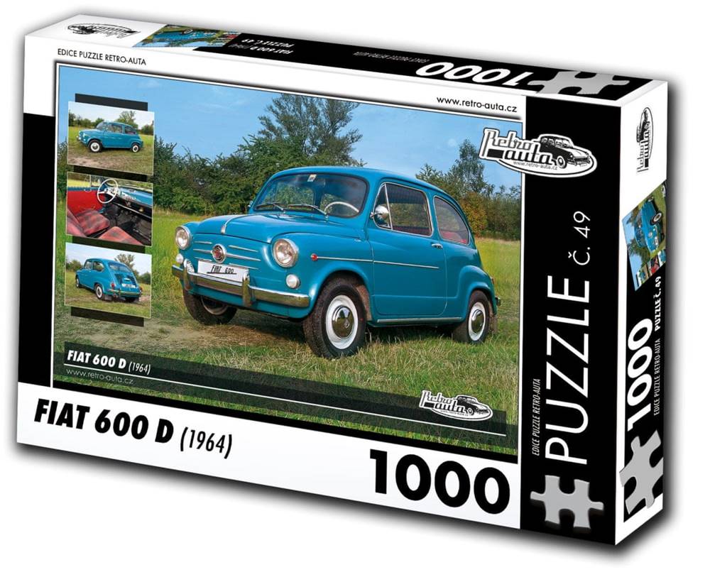 RETRO-AUTA©  Puzzle č. 49 Fiat 600 D (1964) 1000 dielikov značky RETRO-AUTA©