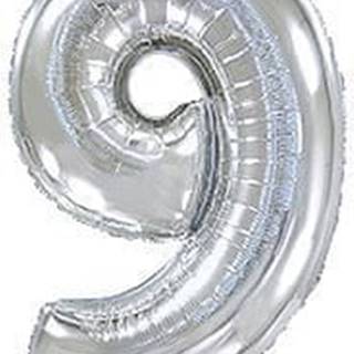 Fóliový balónik číslica 9 - strieborná - silver - 102cm