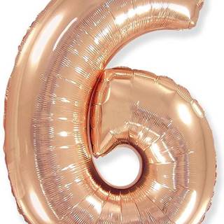 Fóliový balónik číslica 6 - Rosegold - ružovo zlatá - 102 cm