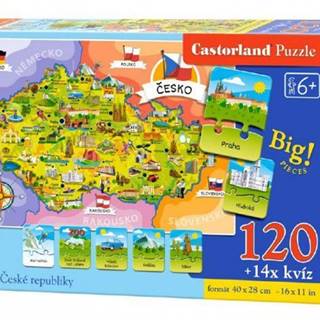 Greatstore Puzzle Mapa České republiky 120 dílků + 14 kvízů naučné 40x28cm v krabici
