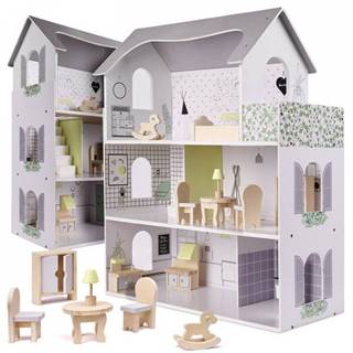 HUKA KIK KX6278 Drevený domček pre bábiky + nábytok 70 cm,  šedý