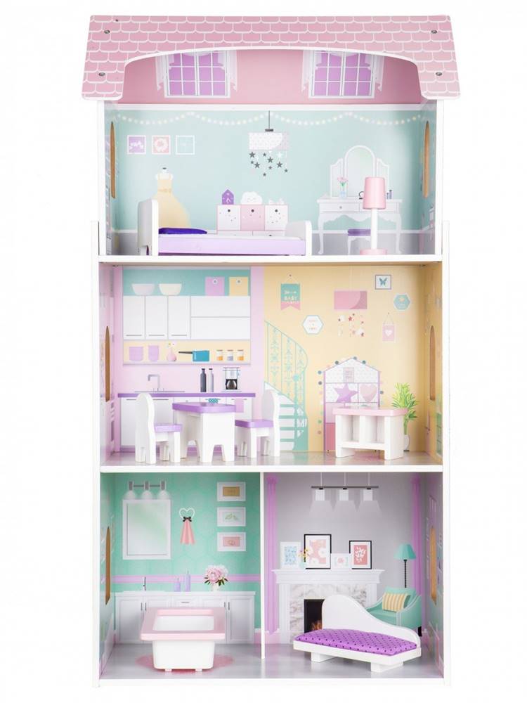 EcoToys  Drevený domček pre bábiky ružový značky EcoToys