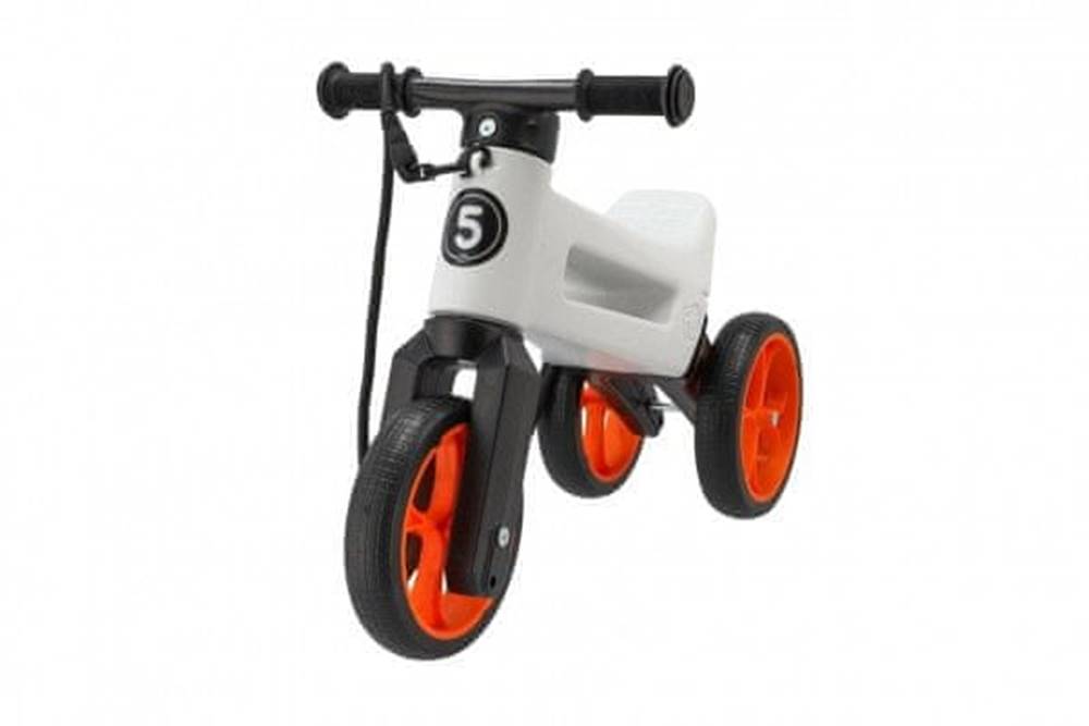 Funny Wheels  Odrážadlo Rider SuperSport biele/oranž. 2v1+popruh, výš.sedla28/30cm nos.25kg 18m+v sáčku značky Funny Wheels