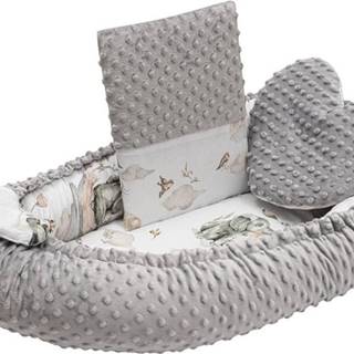 NEW BABY  Luxusní hnízdečko s polštářkem a peřinkou  z Minky Sloníci bílo-šedé značky NEW BABY