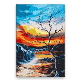 Malujsi Maľovanie podľa čísel - Suchý strom nad súmrakom - 40x60 cm,  plátno vypnuté na rám