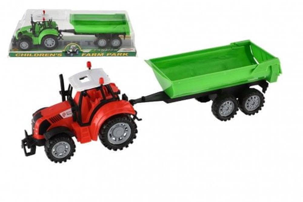 Teddies  Traktor s vlekom a výklopkou plast 35cm 2 farby na zotrvačník v blistri značky Teddies