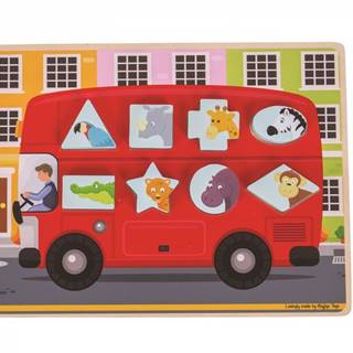 Bigjigs Toys Vkladacie puzzle autobus so zvieratkami