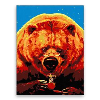 Malujsi  Maľovanie podľa čísel - Medveď s kávou - 30x40 cm,  bez dreveného rámu značky Malujsi