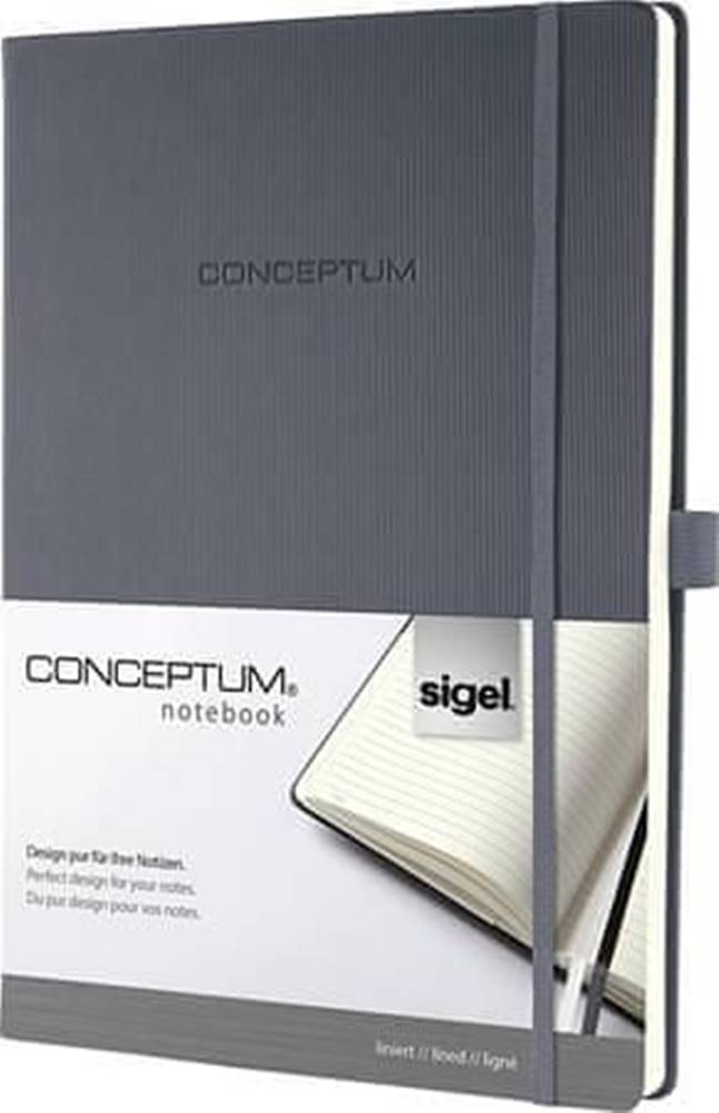 Sigel  Exkluzívny zápisník Conceptum,  šedá,  A4,  linajkový,  97 listov,  tvrdé dosky,  CO649 značky Sigel