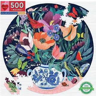 eeBoo Okrúhle puzzle Zátišie s kvetinami 500 dielikov