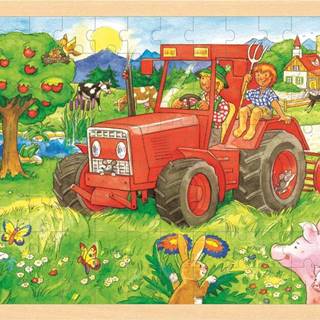 Goki  Drevené puzzle Traktor 96 dielikov značky Goki