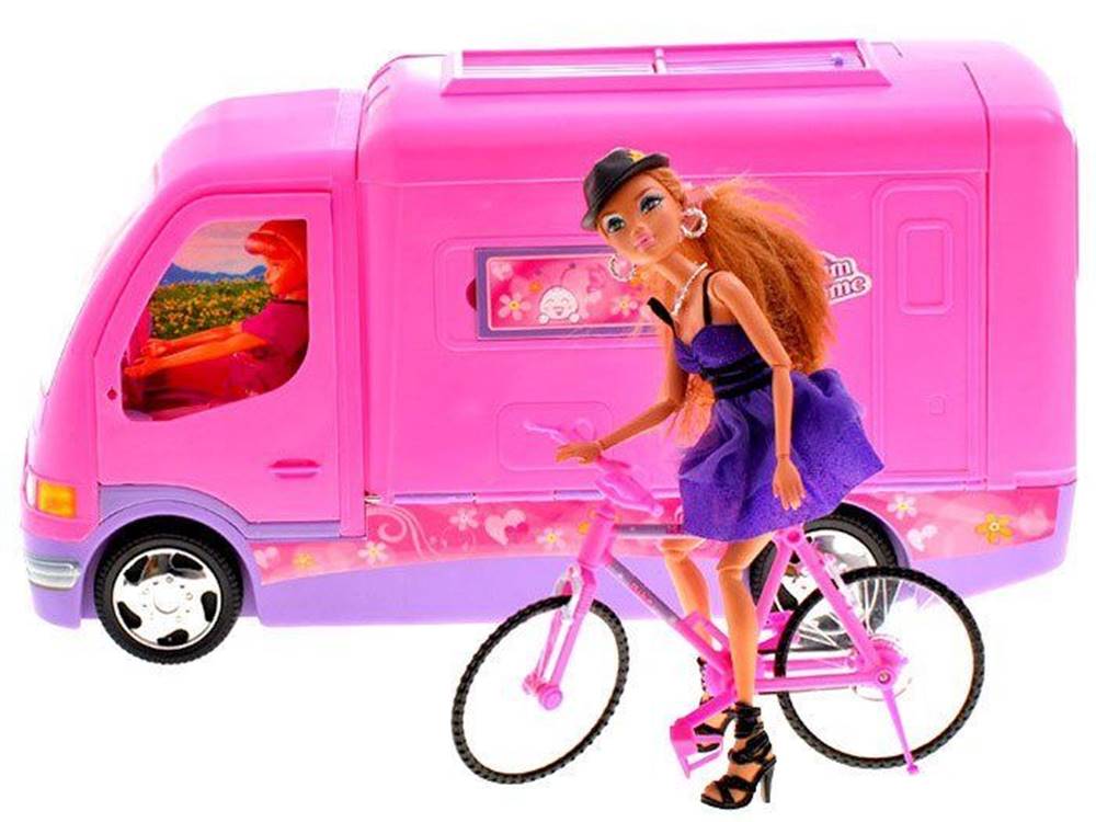 JOKOMISIADA  Ružové auto pre bábiku Camper + bicykel Za0164 značky JOKOMISIADA
