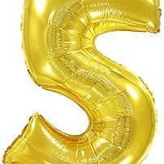 Fóliový balónik číslica 5 - zlatá - gold - 102cm