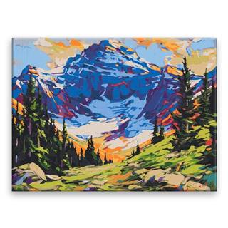 Malujsi Maľovanie podľa čísel - Hory vo farbách - 40x30 cm,  plátno vypnuté na rám