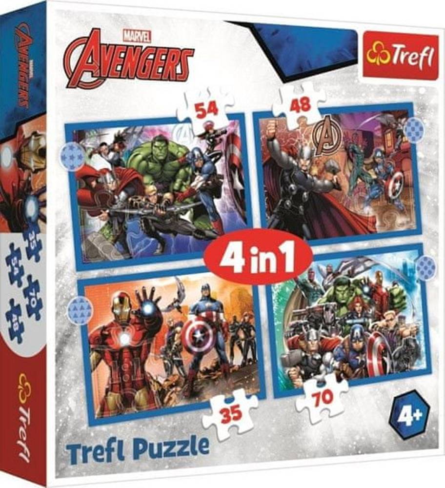  Puzzle Stateční Avengers 4v1 - 35, 48, 54, 70 dílků