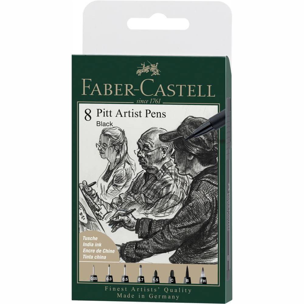 Faber-Castell  PITT umelecké popisovače 8 čierne set značky Faber-Castell