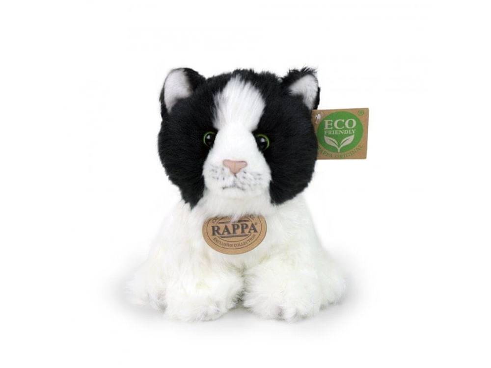 Rappa  Plyšová kočka černo-bílá sedící 17 cm značky Rappa