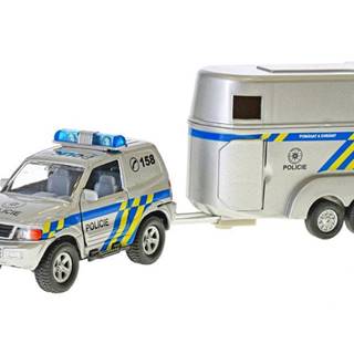 2-Play Policajné auto CZ 13 cm kovové s prívesom + 2 vozíky na batérie v krabici