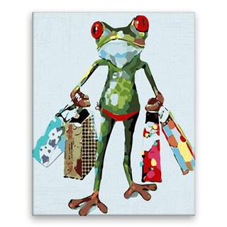 Malujsi Maľovanie podľa čísel - Žaba na nákupoch - 40x50 cm,  plátno vypnuté na rám