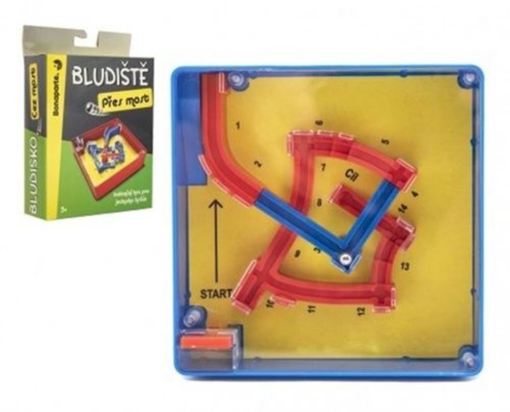  Bludisko / puzzle Cez most plast 12x12cm - Balanční hra pro jednoho hráče