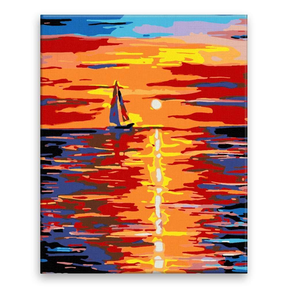 Malujsi  Maľovanie podľa čísel - Plachtenie pri západe slnka - 40x50 cm,  plátno vypnuté na rám značky Malujsi