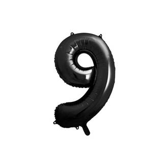 PartyDeco Balón fóliový 86cm,  číslo 9 čierny