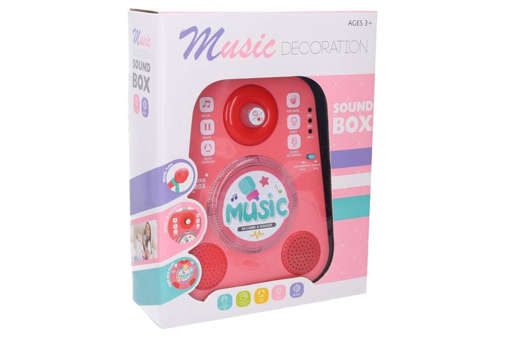  Hudobný box s mikrofónom ružový 19x8,  5x92 cm