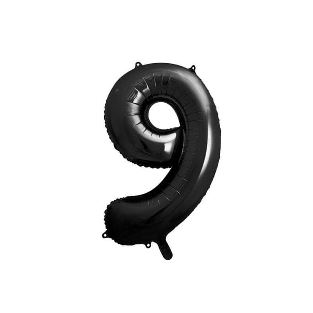 PartyDeco  Balón fóliový 86cm,  číslo 9 čierny značky PartyDeco