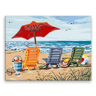 Malujsi Maľovanie podľa čísel - Posedenie na pláži - 40x30 cm,  bez dreveného rámu