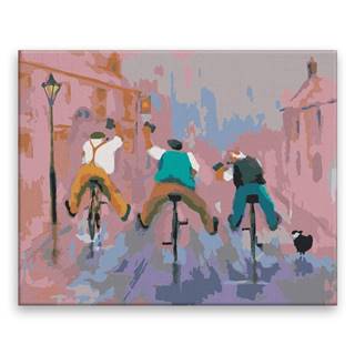 Malujsi Maľovanie podľa čísel - Traja starci na bicykloch - 50x40 cm,  plátno vypnuté na rám