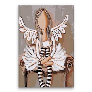 Malujsi Maľovanie podľa čísel - Anjel s pruhovanými podkolienkami - 40x60 cm,  bez dreveného rámu