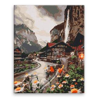 Malujsi Maľovanie podľa čísel - Mesto v Alpách - 80x100 cm,  plátno vypnuté na rám