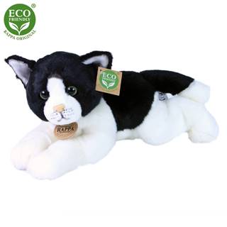Rappa Plyšová mačka bielo-čierna ležiaci 30 cm ECO-FRIENDLY