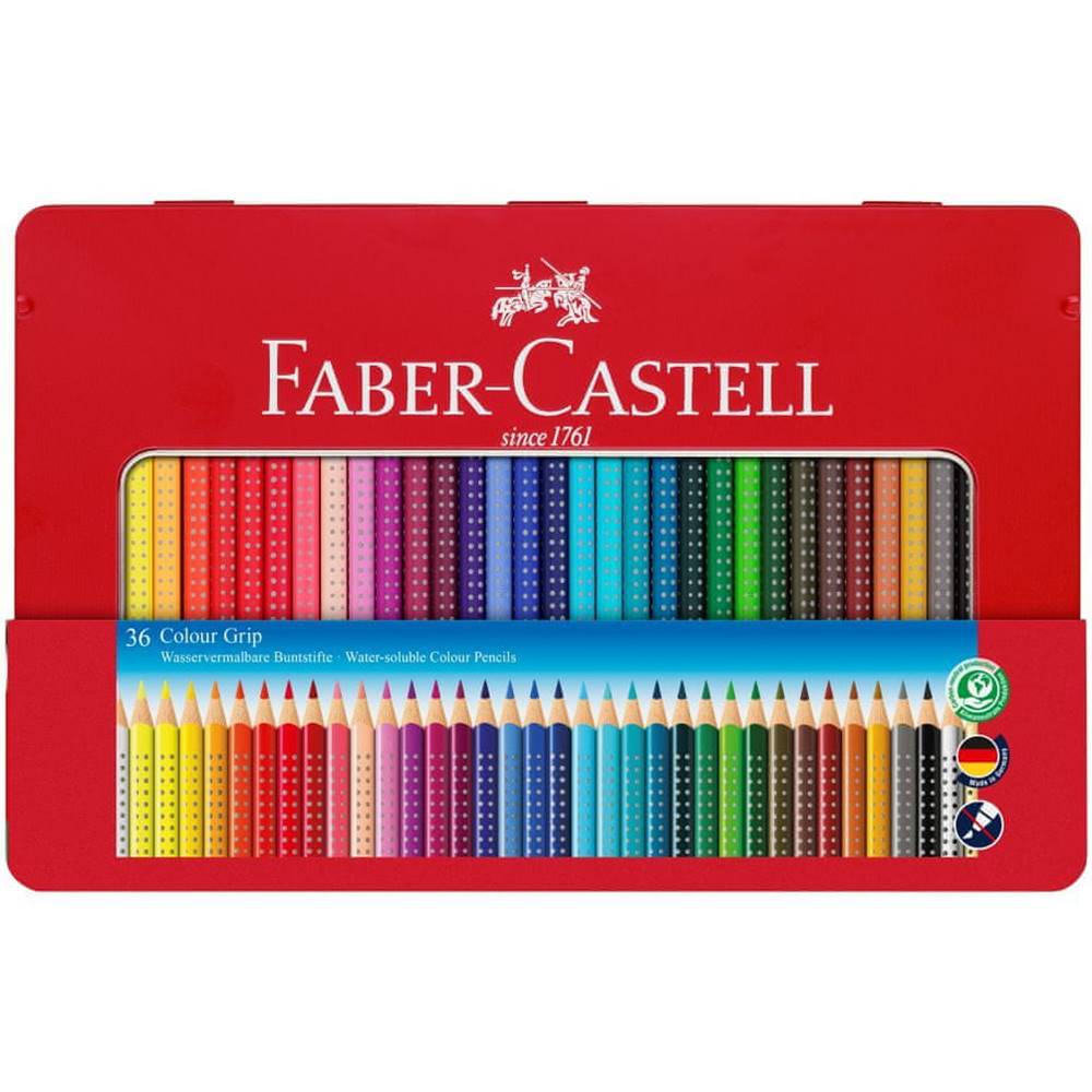 Faber-Castell  Pastelky akvarelové Colour Grip set 36 farebné v plechu značky Faber-Castell