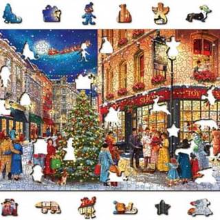 Puzzle Vánoční ulice 2v1,  dřevěné,  505 dílků