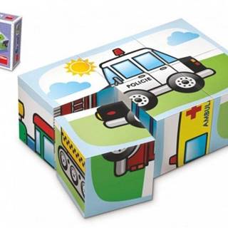 Topa Kostky kubus Dopravní prostředky dřevo 6 ks v krabičce 12, 5x8, 5x4cm