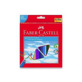 Faber-Castell Farebné pastelky Faber-Castell trojboké,  24 farieb + strúhadlo