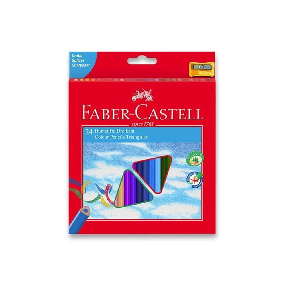 Faber-Castell  Farebné pastelky  trojboké,  24 farieb + strúhadlo značky Faber-Castell