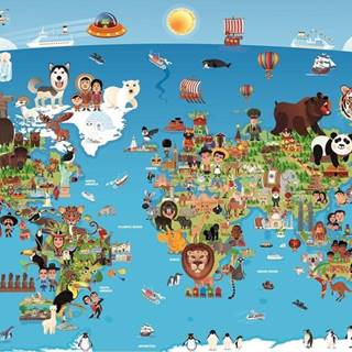 AnaTolian Puzzle Kreslená mapa sveta 260 dielikov