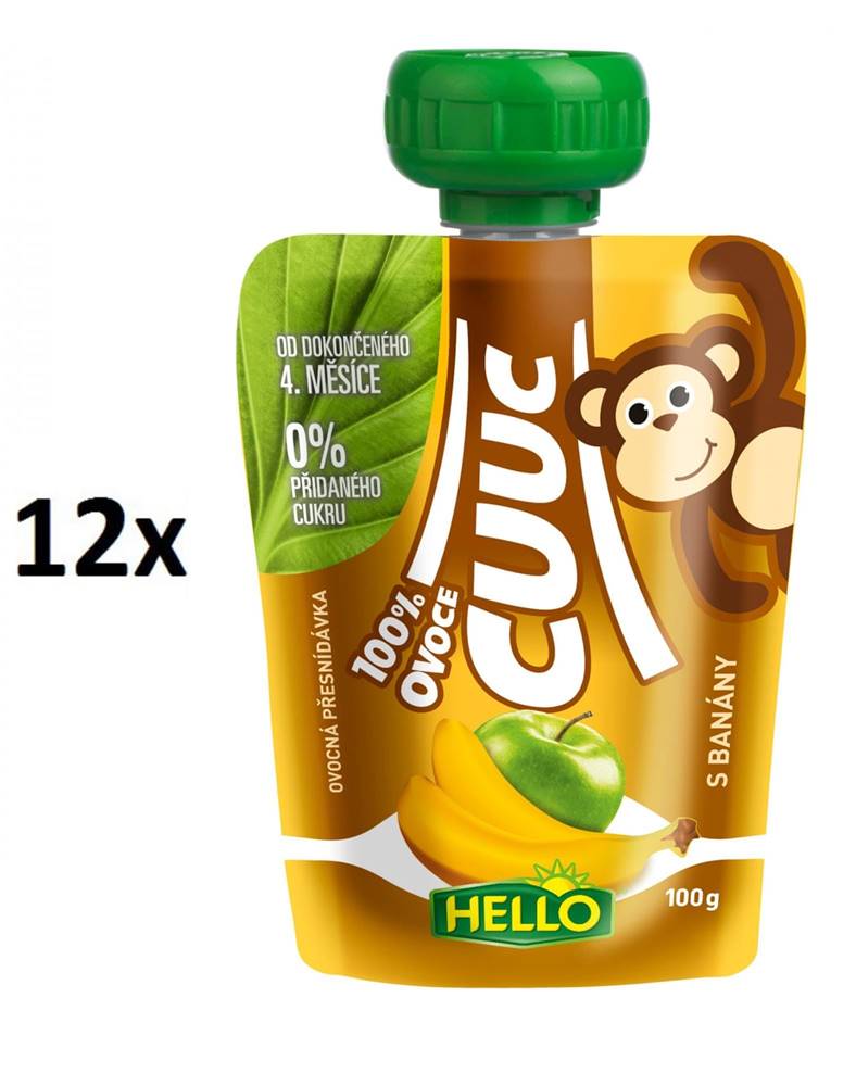 Hello  Cuuc 100% ovocná kapsička s banány 12x100g značky Hello