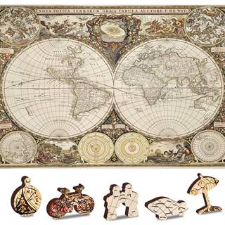 Wooden city Drevené puzzle Antická mapa sveta 2v1,  75 dielikov EKO