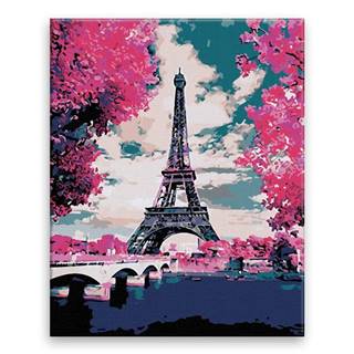 Malujsi Maľovanie podľa čísel - Pohľad na Eiffelovu vežu - 40x50 cm,  bez dreveného rámu