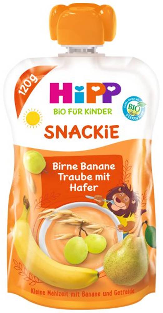 HiPP  BIO Snackie Hruška-Banán-Biele hrozno-Ovos 6 x 120 g značky HiPP