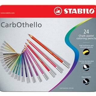 Stabilo Kriedové pastelové farebné pastelky CarbOthello,  sada,  24 farieb,  okrúhle,  kovová krabička,  1424-6