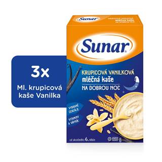 Sunar  vanilková krupicová kaša mliečna na dobrú noc 3 x 225 g značky Sunar